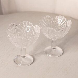 Vintage LE Smith Clear Glass Leaf Goblets (Set of 2)